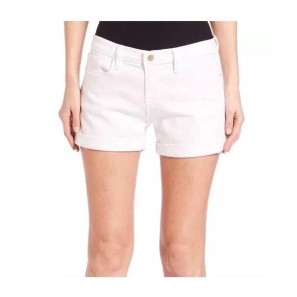 FRAME Le Cutoff White Denim Shorts Size 24